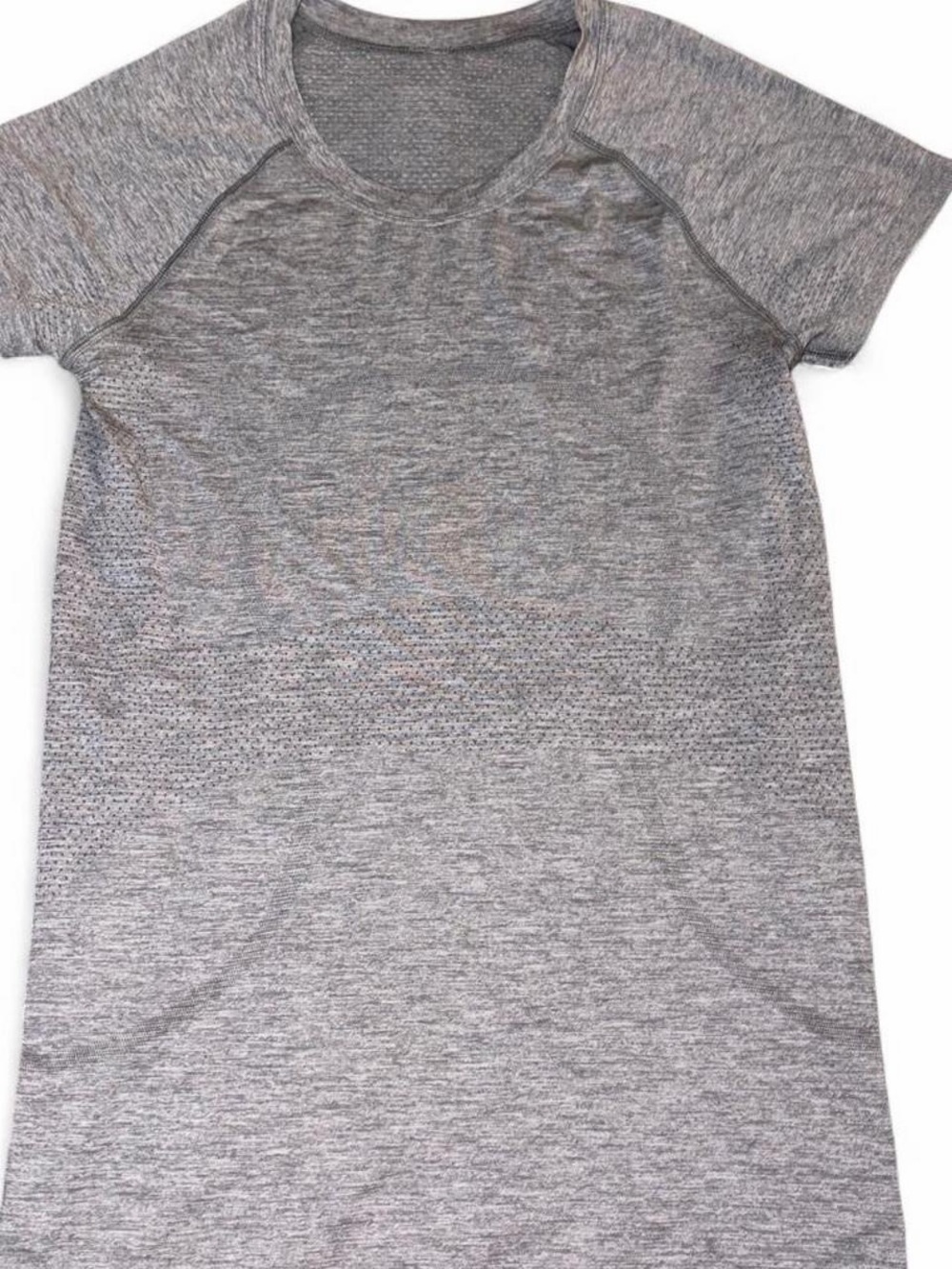 Gray heathered Lululemon swiftly tech short sleeve shirt